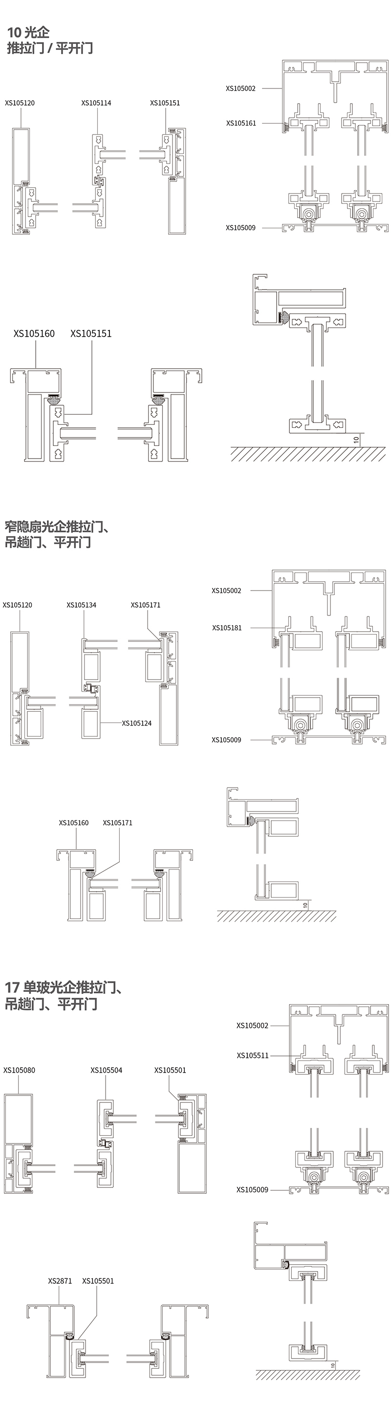 極窄平開門型材